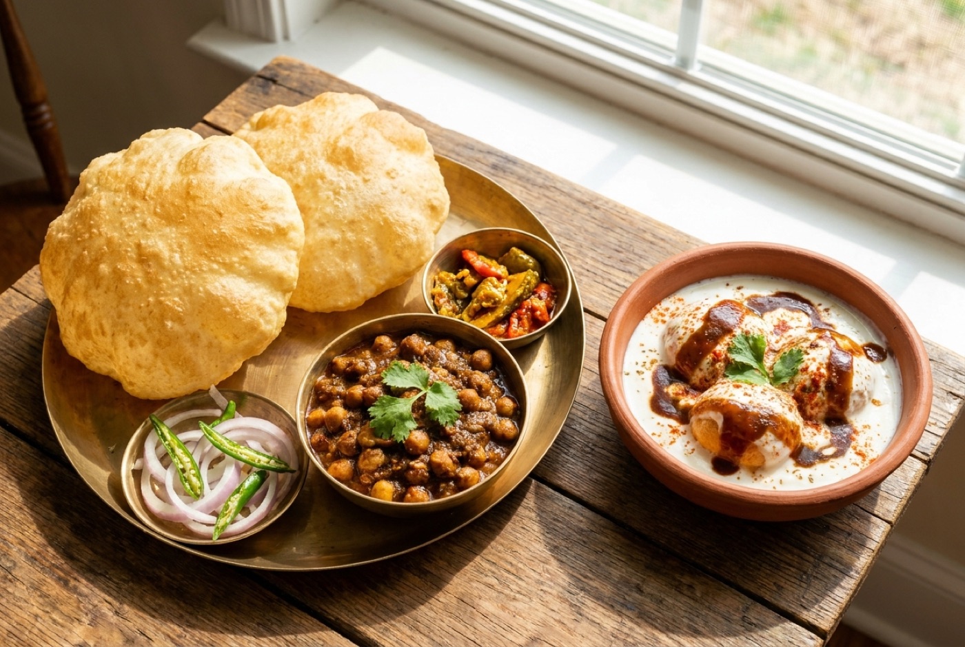 Chole bhature and dahi vada